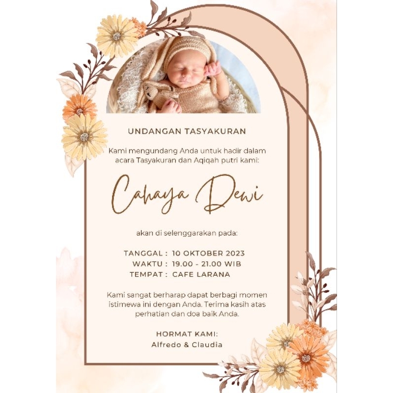 Jual Undangan Tasyakuran Aqiqah Ukuran Setengah A4 | Shopee Indonesia