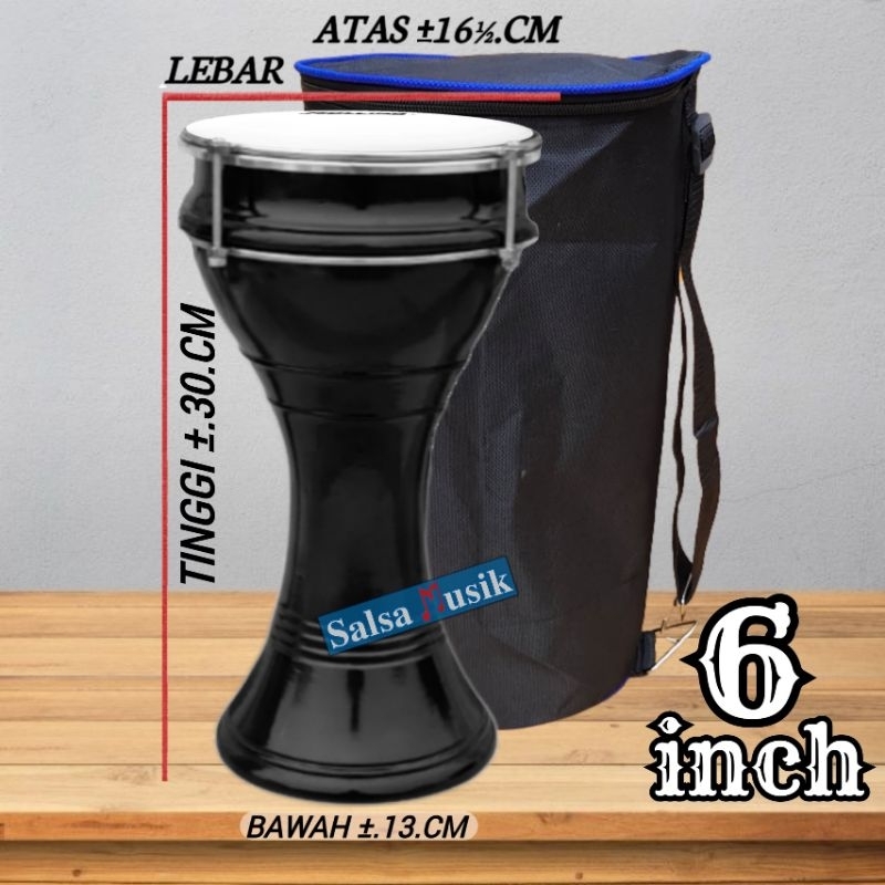 Jual Darbuka Kayu Anak 6 inch Hitam polos Mika Hitam import Shopee