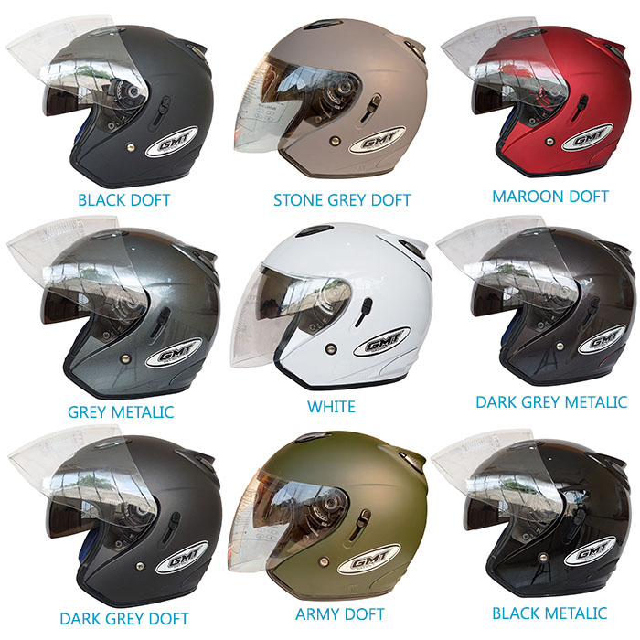 Jual HELM SEPEDA MOTOR HELM HALF FACE GMT/HELM DOUBLE VISOR/HELM MOTOR