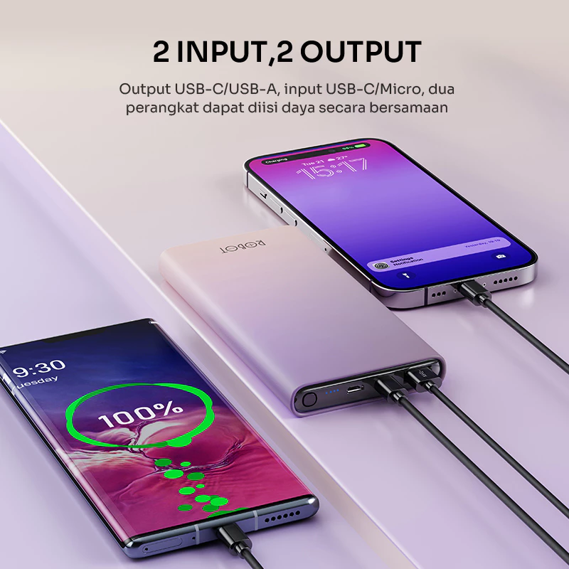 ROBOT Powerbank 10000mAh Dual Port 20W PD Fast Charging Quick Charging 3.0 Power bank Gradasi RT11 Original