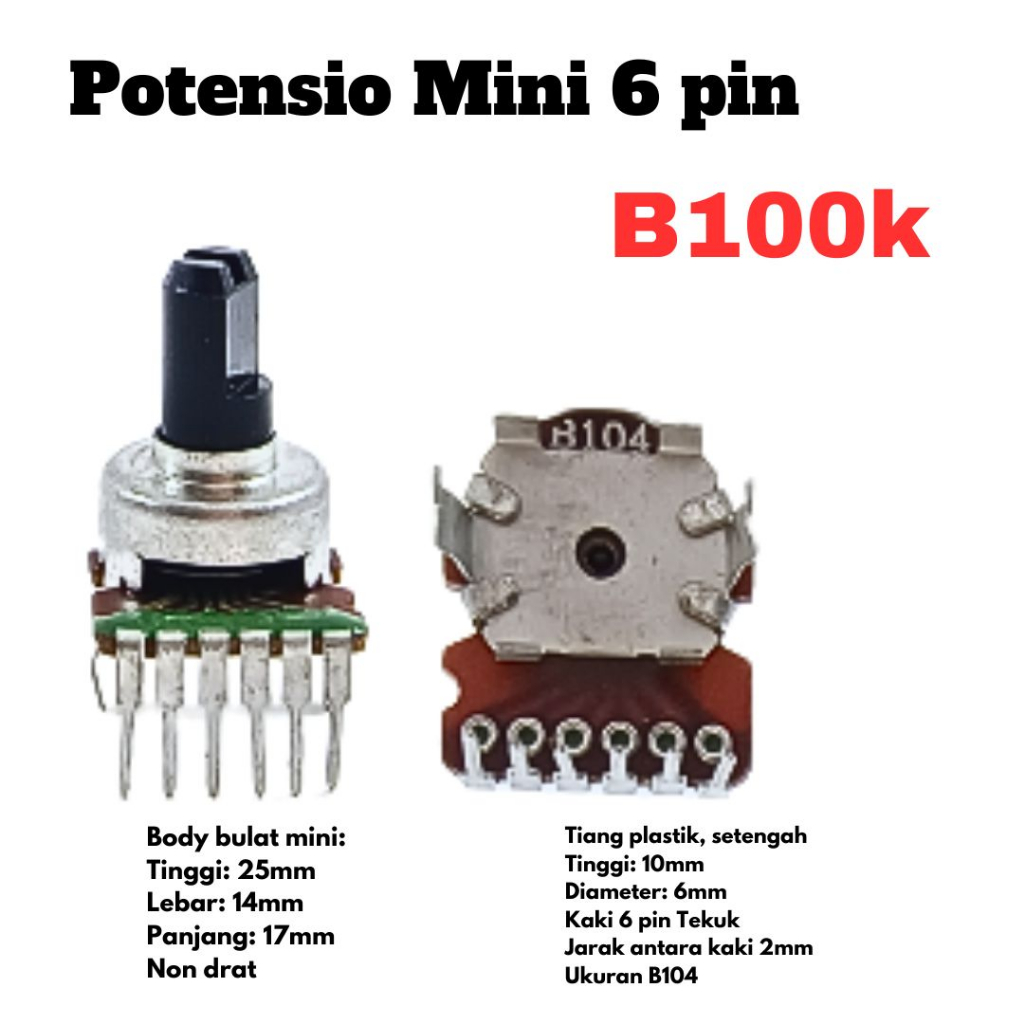 Jual Potensio Mini Pin B K Stereo Kaki Tekuk Potentio Meter Shopee Indonesia