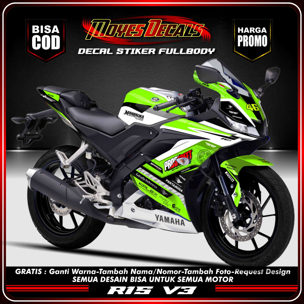Jual Decal Stiker Motor YAMAHA R15 V3 / R15 V2 / R15 V4 MANDALIKA ...