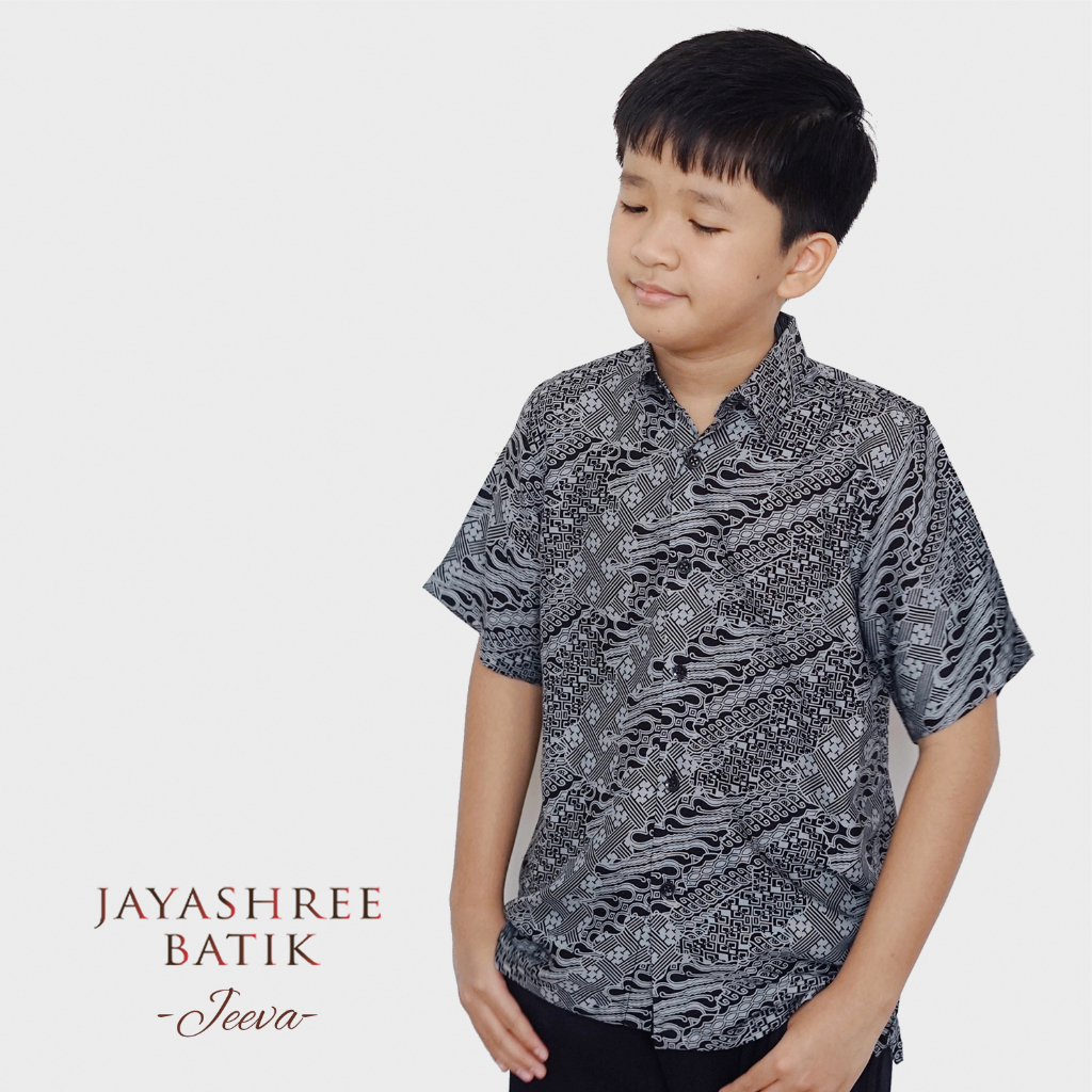 Jual Jayashree Batik Kids Jeeva Dark Grey Kemeja Batik Lengan Pendek ...