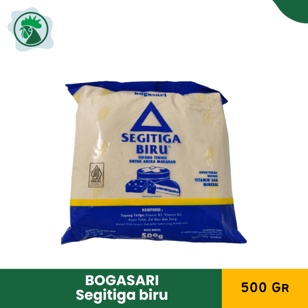 Jual Bogasari Tepung Terigu Segitiga Biru Kemasan 500Gr | Tepung ...