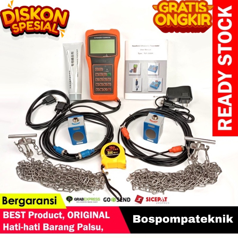 Jual TUF2000H Ultrasonic Flow Meter Liquid Tester Meter 50-700mm TUF ...