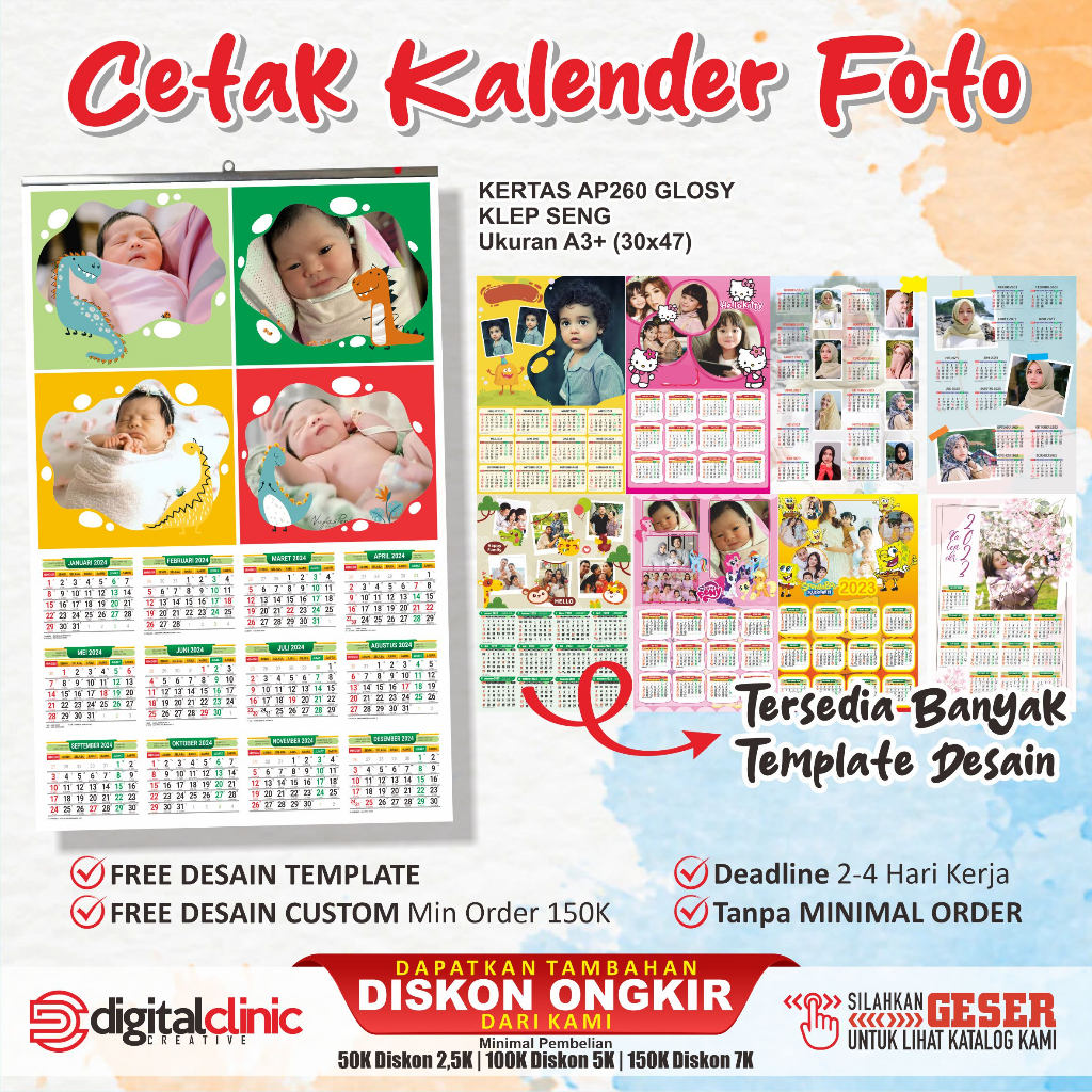 Jual Kalender Dinding Custom Foto Sendiri Karakter Free Desain Murah Berkualitas Shopee Indonesia 4518