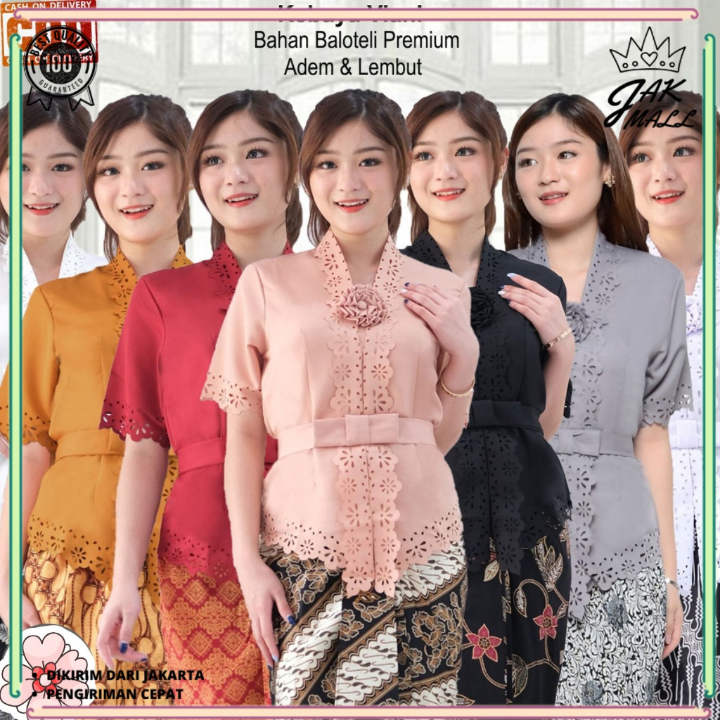 Jual Atasan Kebaya Kutubaru Modern Mewah Laser Cut Lengan Pendek Kebaya