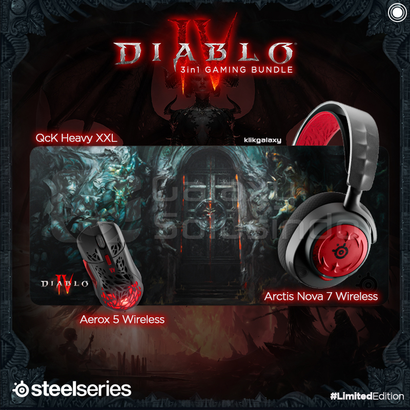 Jual Steelseries DIABLO IV Edition Aerox 5 Wireless Mouse + QCK XXL