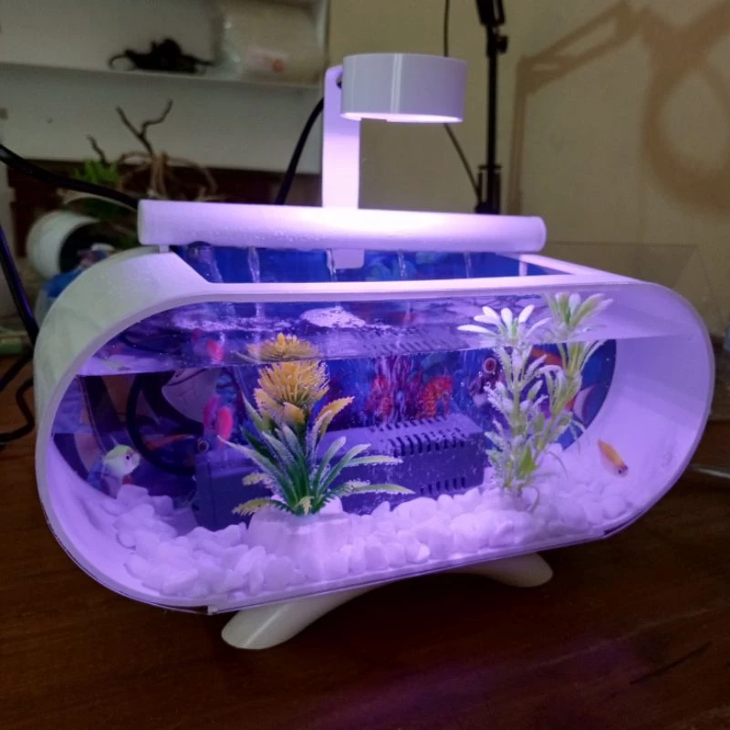 Aquarium mini akrilik minimalis full set besar jumbo pompa filter dan lampu