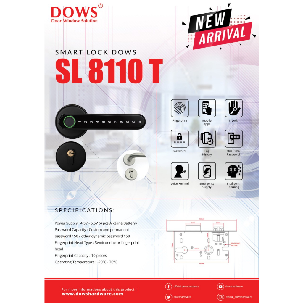 Jual Smart lock Dows SL 8110 T / Handle Smart Lock | Shopee Indonesia