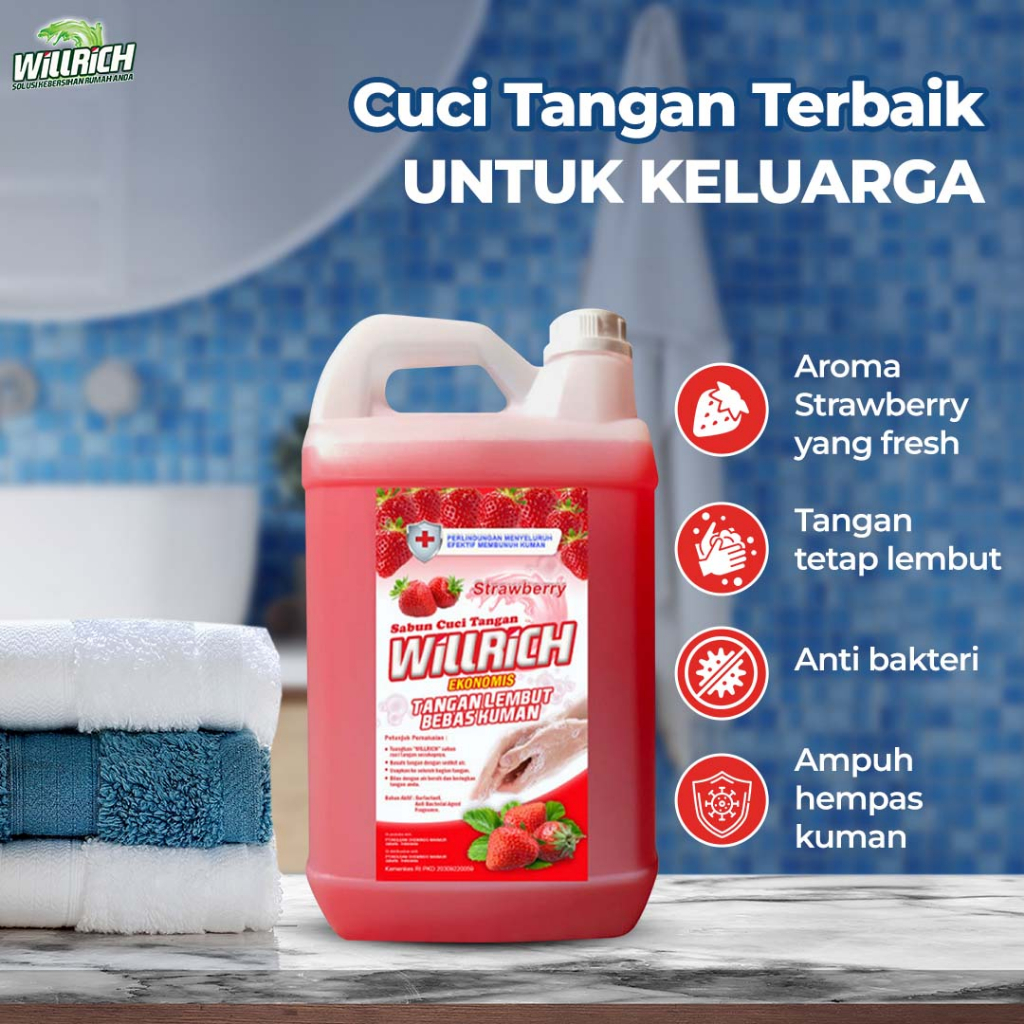 Cara Cuci Tangan Dengan Willrich Fresh Strawberry 1L