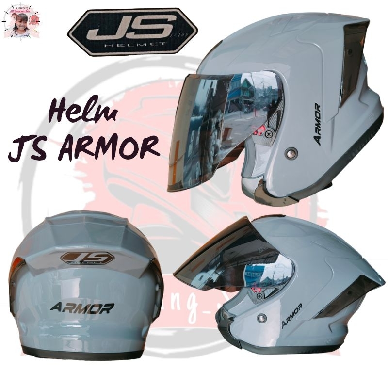 Jual HELM JS ARMOR HALF FACE SOLID POLOS VISOR DARK SMOKE SNI PREMIUM