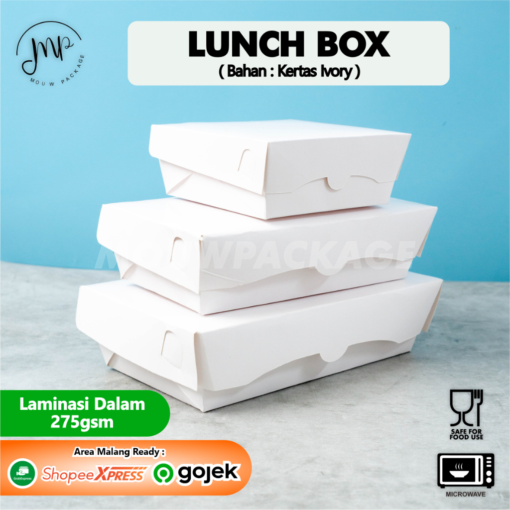 Jual LUNCH BOX IVORY / PAPER BOX / KOTAK MAKAN KERTAS LAMINASI / BOX ...