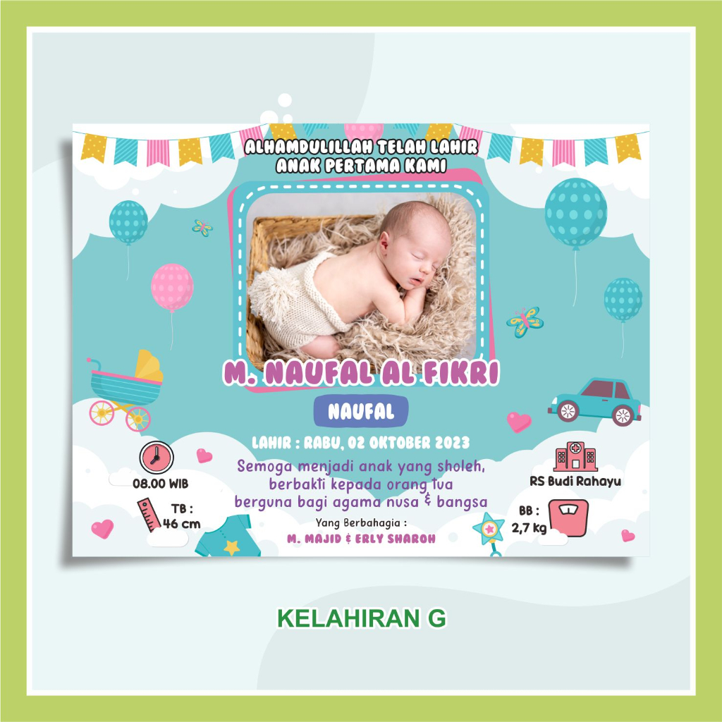 Jual Stiker Biodata Kelahiran Anak Tema Baby Boy 