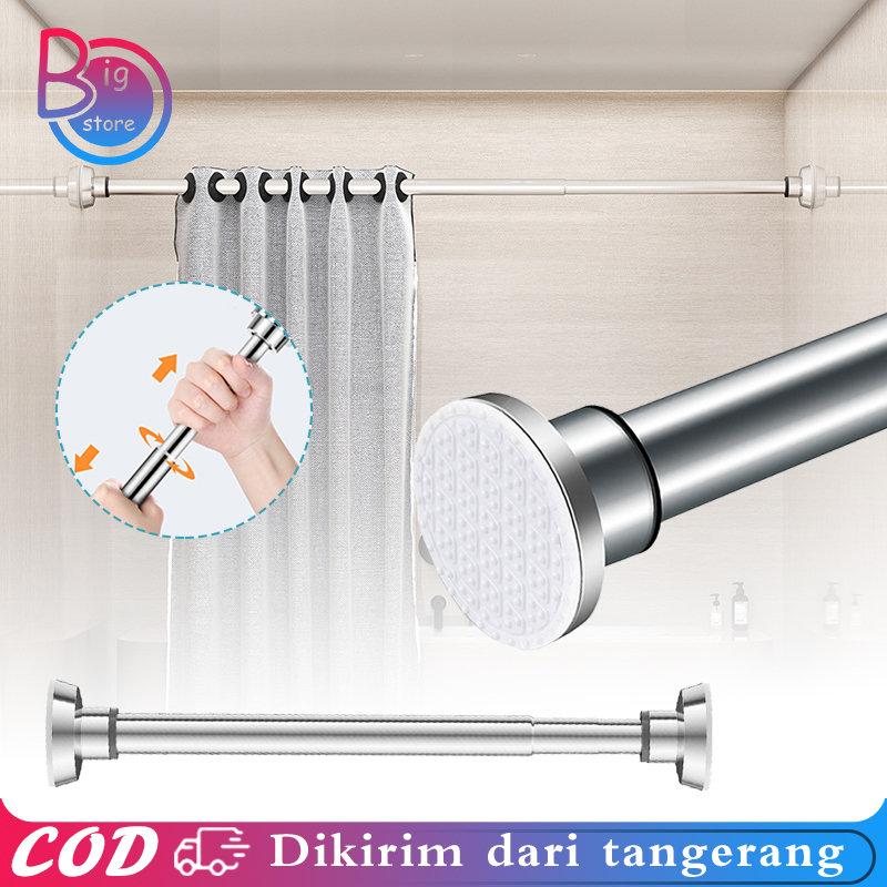 Jual 170/260cm Gantungan Baju Tanpa Paku Adjustable Tiang Gorden