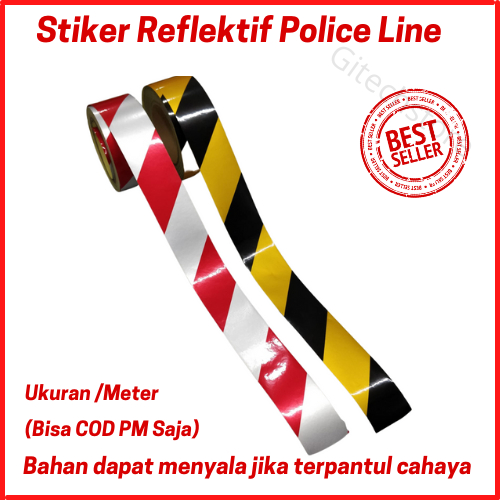 Jual Stiker Reflektor Stiker Reflektif Hitam Kuning Merah Putih Police