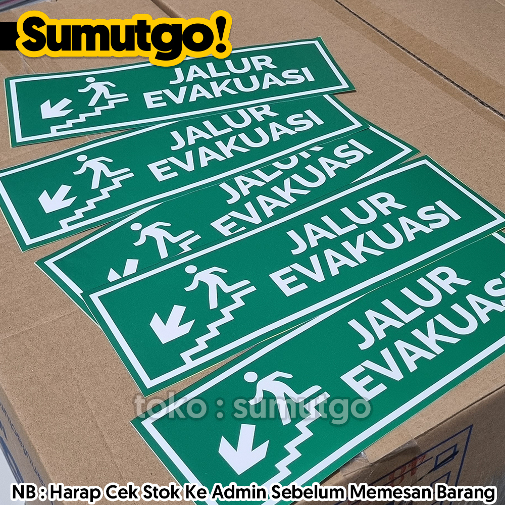Jual Stiker Tulisan Jalur Evakuasi Tangga Arah Kiri Hijau Left Stairs ...