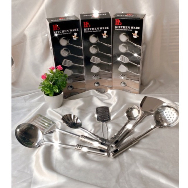 Jual Spatula Set Stainless Isi Pcs Kitchen Set Tools Perlengkapan Masak Shopee Indonesia