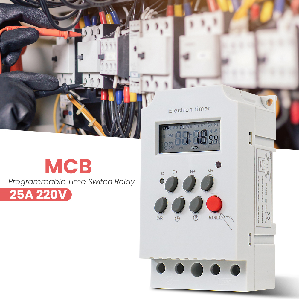 Jual MCB Power Timer Programmable Time Switch Relay 25A 220V - KG316T ...
