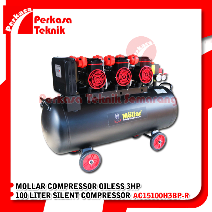 Jual Kompresor Oiless 3HP 100 Liter MOLLAR AC15100H3BP-R Silent ...