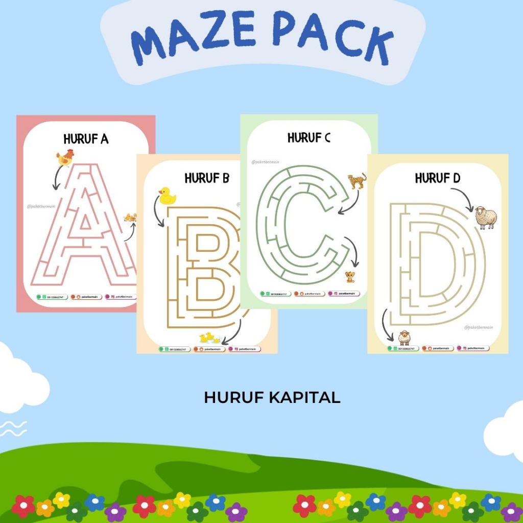 Jual [PDF] 100+ Halaman Worksheet Maze Labirin/ Aktivitas Pra menulis ...