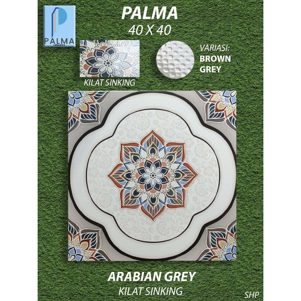 Jual Keramik Lantai Motif 40x40 Palma Arabian Grey Kilat Kw1 Pekanbaru