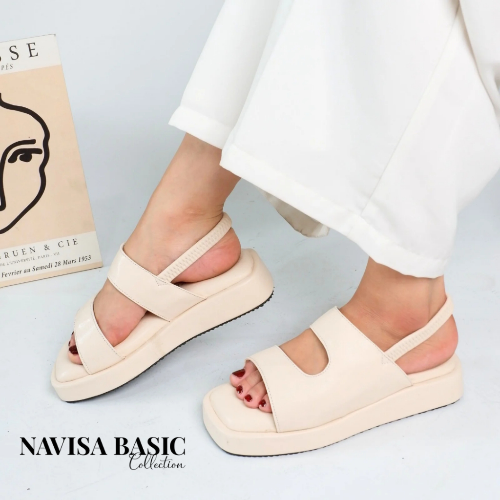 Jual Sandal Wanita Empuk Tali Belakang Karet Elastis Navisa Basic ...