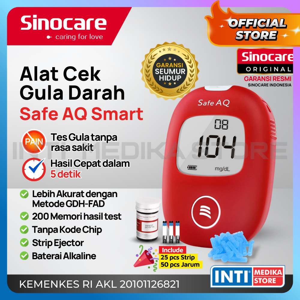 Jual Sinocare Alat Cek Gula Darah Safe Aq Smart Alat Cek Diabetes Shopee Indonesia 9574