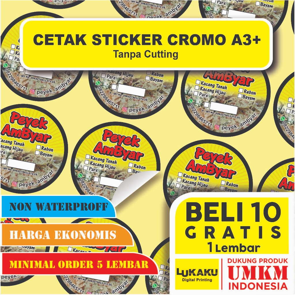 Jual Cetak Stiker Cromo Label Makanan Label Kemasan Cutting Cetak Stiker Label Online