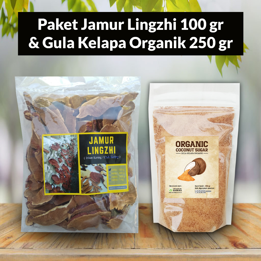 Jual Paket Jamur LIngzhi Ling Zhi 100 gr & Gula Semut Kelapa Organik
