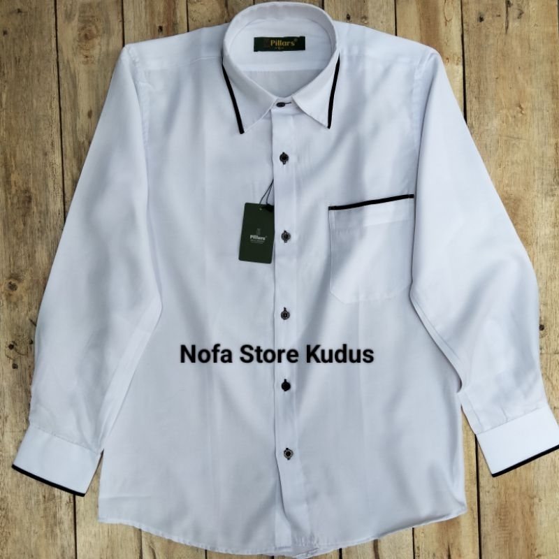 Kemeja Lengan Panjang Svea White Green