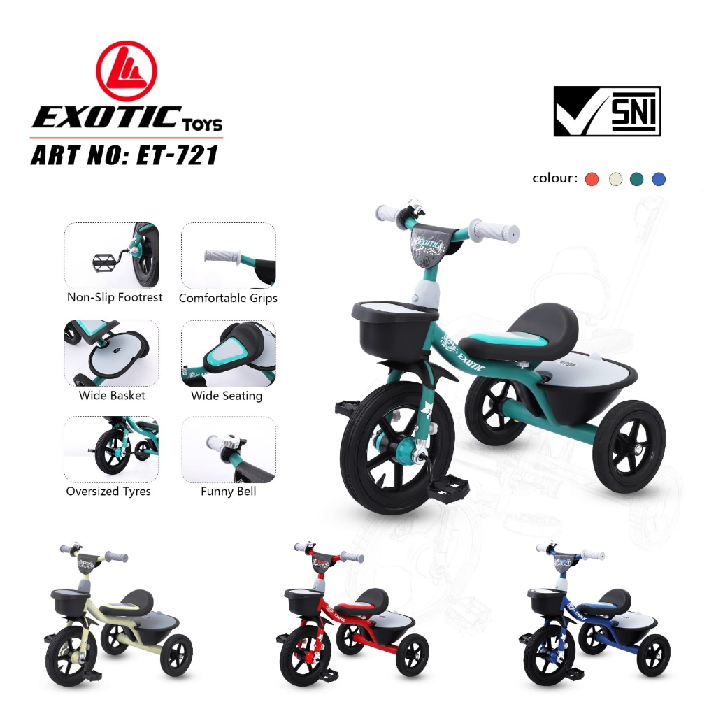 Jual SEPEDA RODA TIGA ANAK EXOTIC ET 721 TRICYCLE 3 RODA ANAK TRAVELING ...