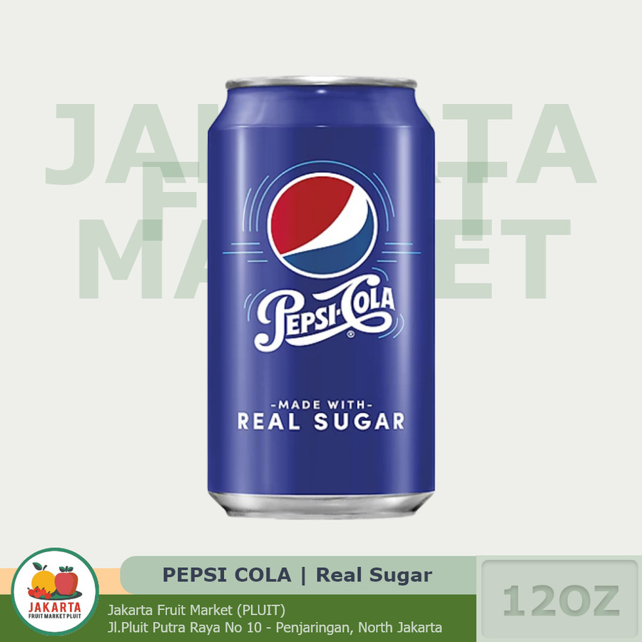 Jual PEPSI COLA REAL SUGAR Minuman Kaleng Soda 12OZ / 355ml | Shopee ...