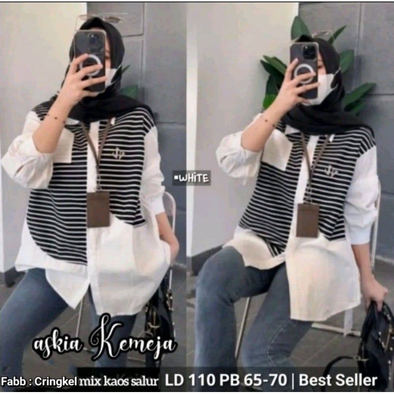 Jual Baju Atasan Wanita Muslim Askia Kemeja Fashion Perempuan Dewasa