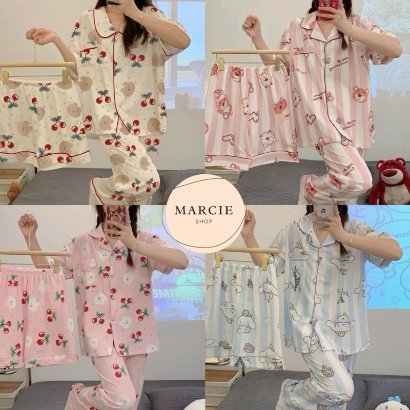 Jual PIYAMA WANITA DEWASA 3 in 1 SETELAN BAJU TIDUR WANITA IMPORT