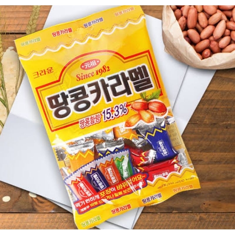Jual Crown Peanut Caramel Candy / Permen Rasa Kacang / Non Halal 120 ...