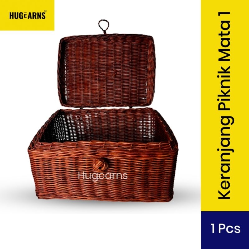 Jual Hugearns - Keranjang Rotan Piknik Mata 1 Cantik Premium Jumbo Eco