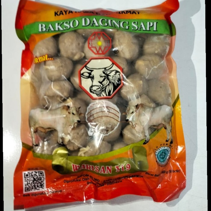 Jual Bakso Daging Sapi Cap Warisan 319 Isi 50 Butir Berat 600 Gr