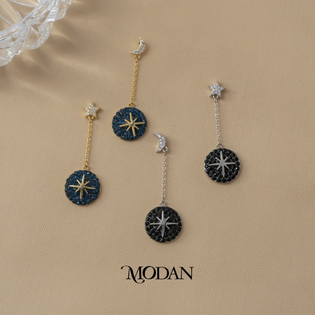 Boucles D'oreilles Créatives étoile Et Lune - Piercing Hypoallergénique, Style Gothique Et Punk