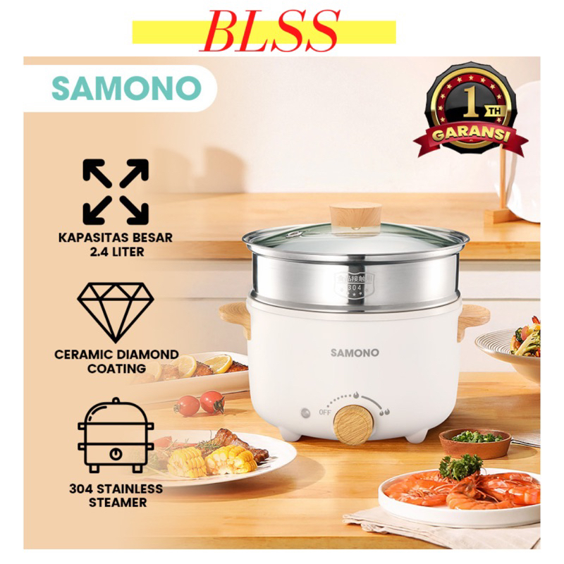 Jual Panci Listrik SAMONO 4 Liter Teflon Keramik Ceramic Kukusan