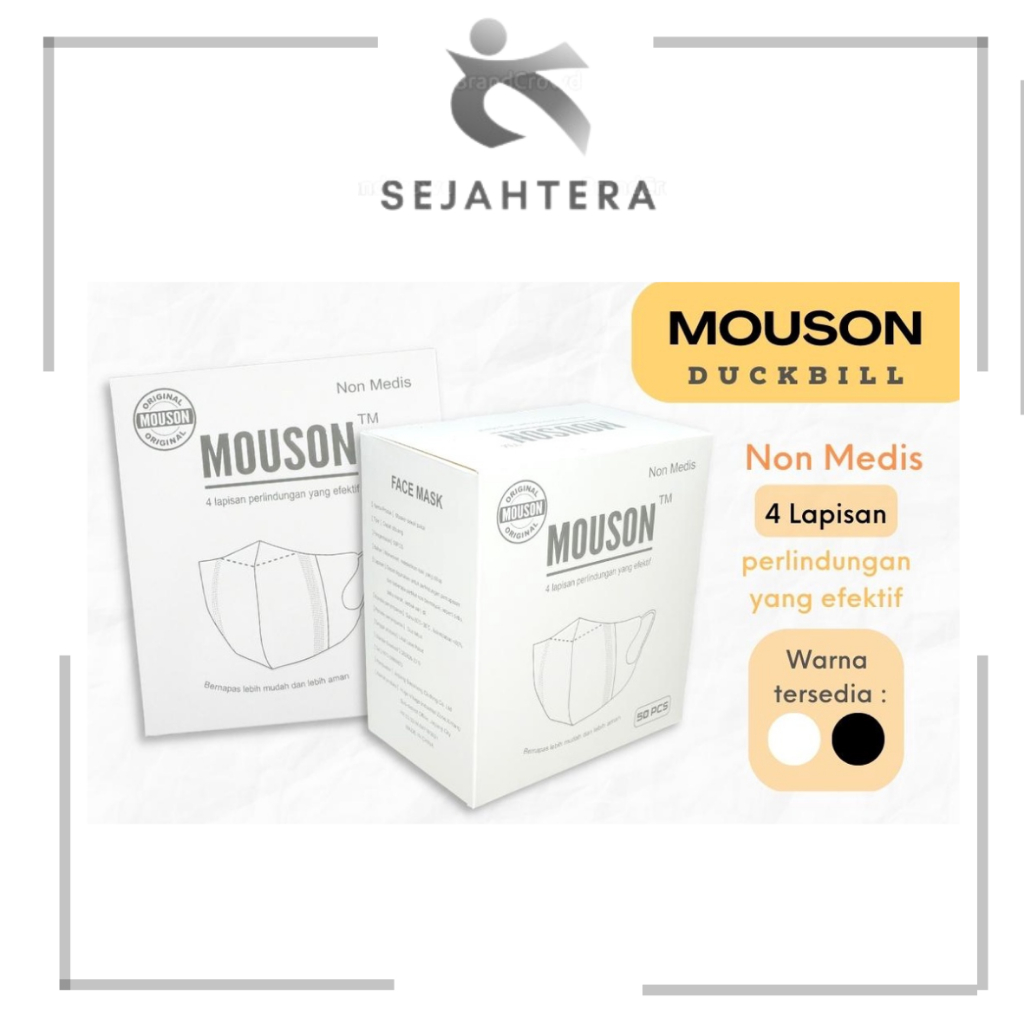 Jual Masker Duckbill Mouson Embos 1 Box isi 50 Pcs 4 ply | Shopee Indonesia