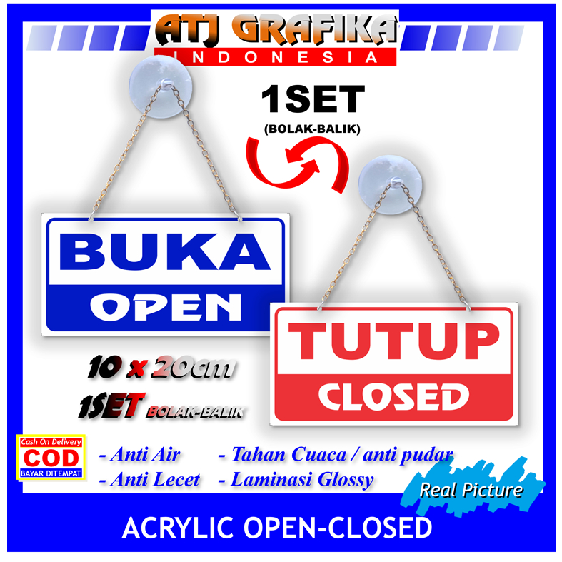 Jual Premium Acrylic Buka Tutup open closed papan pintu kantor toko ...