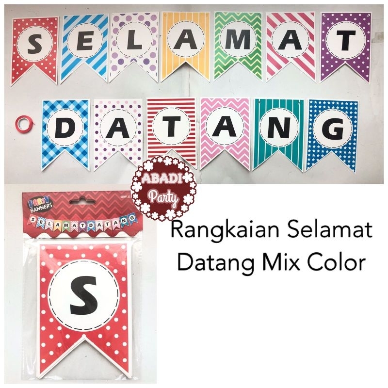 Jual Rangkaian Segi5 Selamat Datang Mix Warna / Banner Kertas Selamat ...