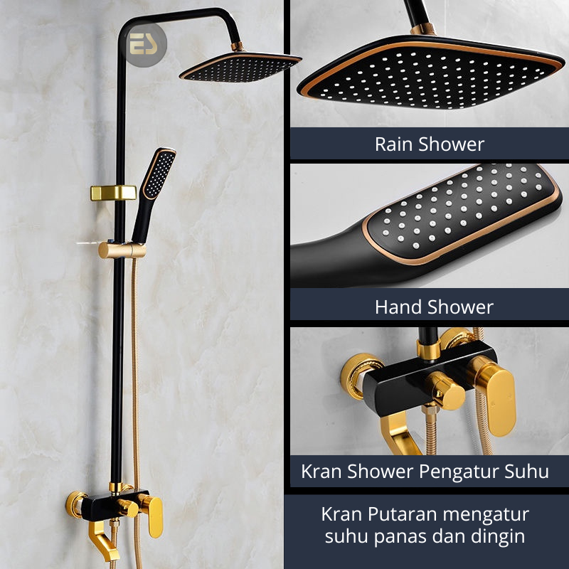 Jual Es Set Shower Kamar Mandi Rain Shower Keran Cabang Panas Dingin Paket Lengkap Shower 