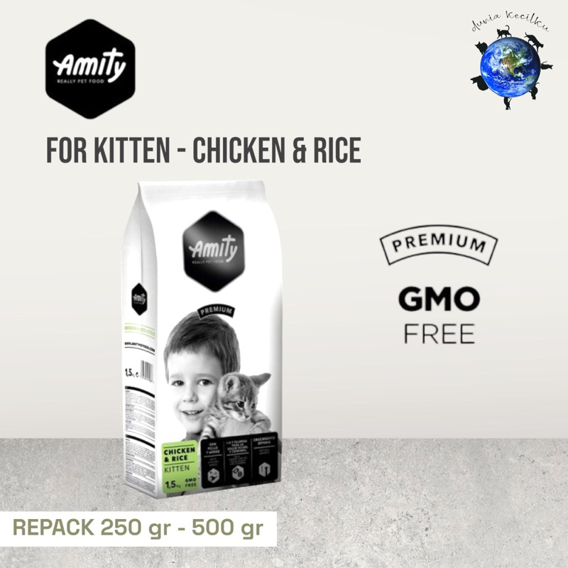 Jual Amity Premium Kitten Food Chicken & Rice GMO Free (REPACK 250gr 500gr) Shopee Indonesia