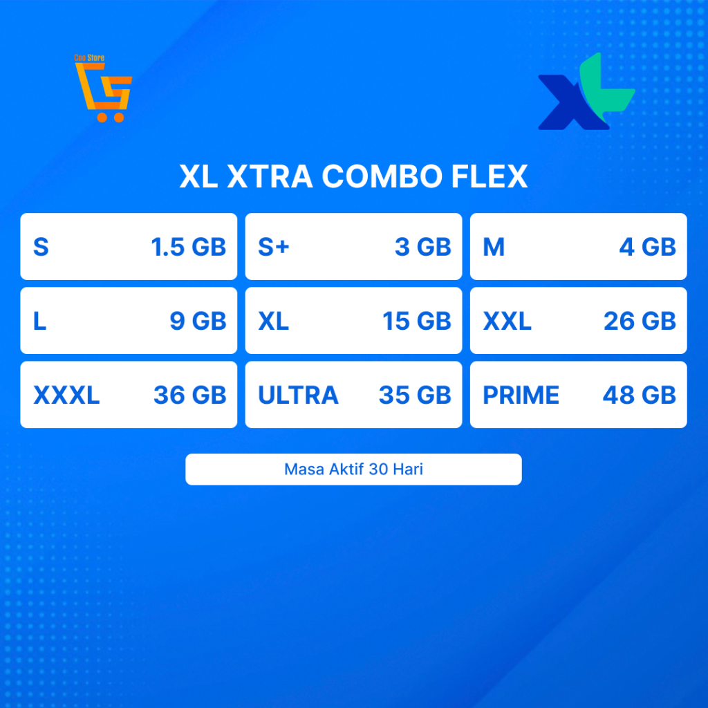 Jual Paket Data Xl Xtra Combo Flex Kuota Xl Xtra Combo Terlaris By Coostore Shopee Indonesia