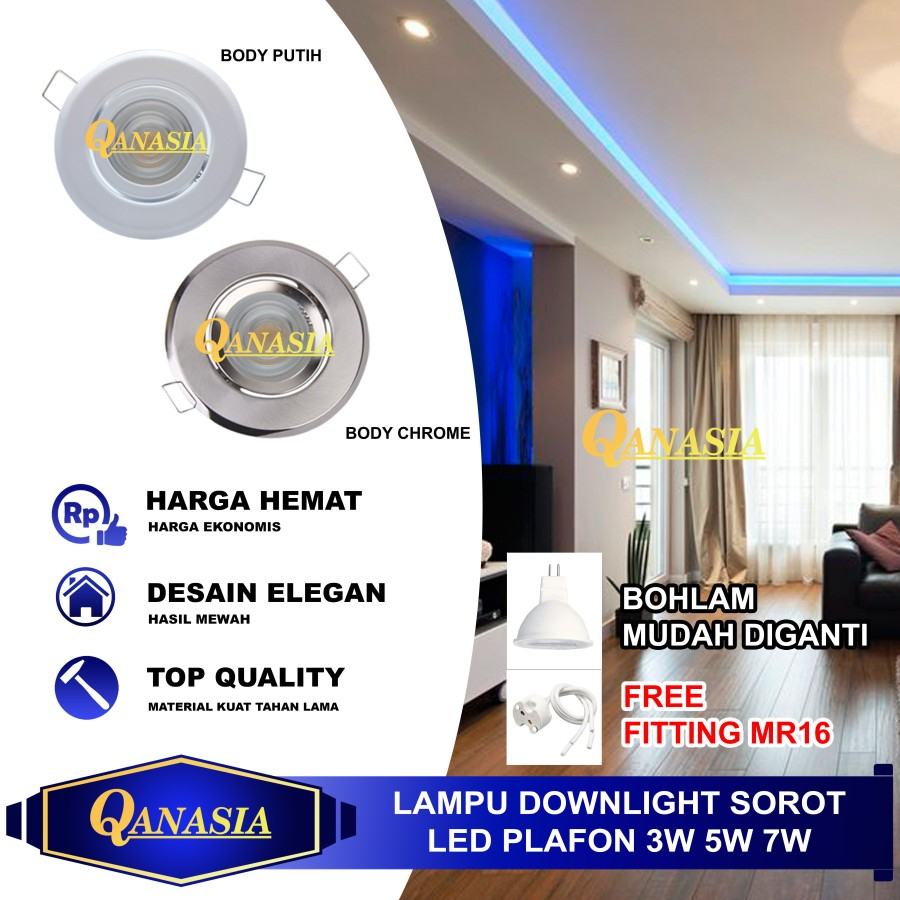 Jual Lampu Downlight Sorot LED Plafon 3W 5W 7W Bohlam Spotlight 3/5/7 ...