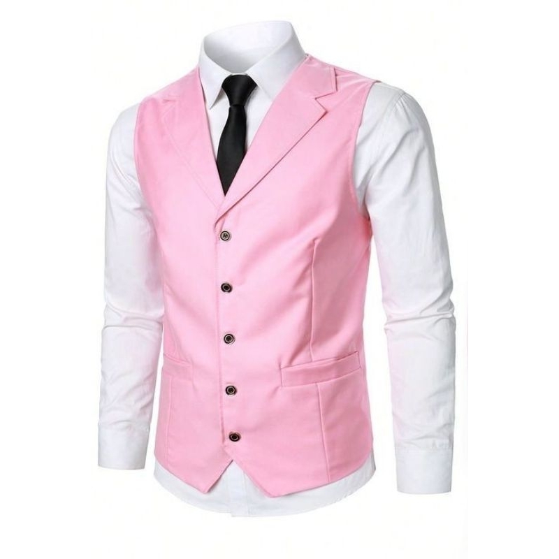 Jual Rompi Kerah Formal Slim Fit Warna Baby Pink | Shopee Indonesia