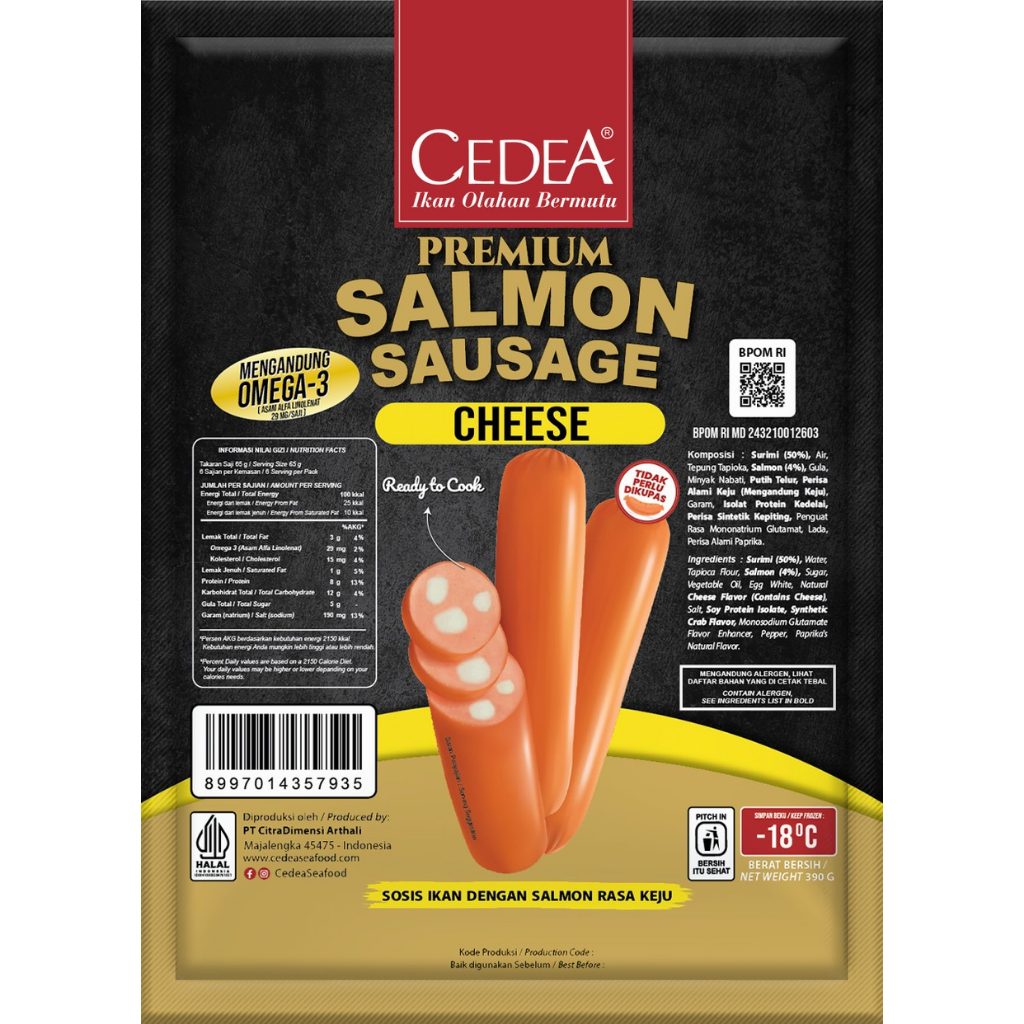 Jual Cedea Premium Salmon Sausage Cheese 390 Gr Sosis Ikan Salmon