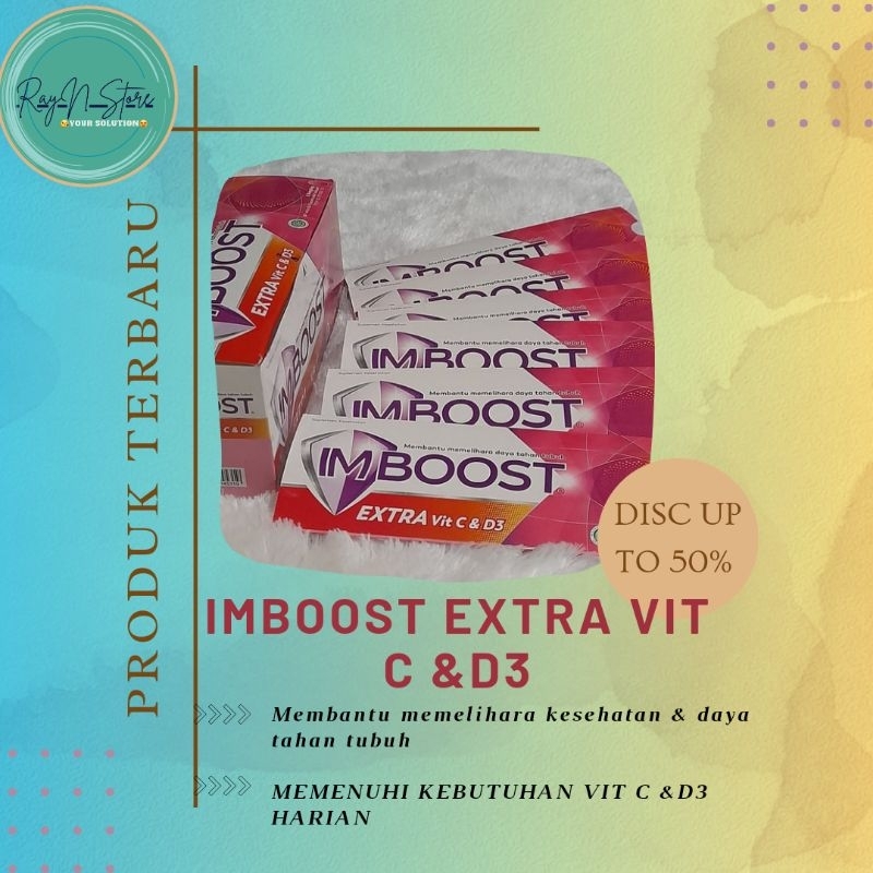 Jual Imboost Extra Vit C & D3 tab 8's/ strip/ daya tahan tubuh | Shopee ...